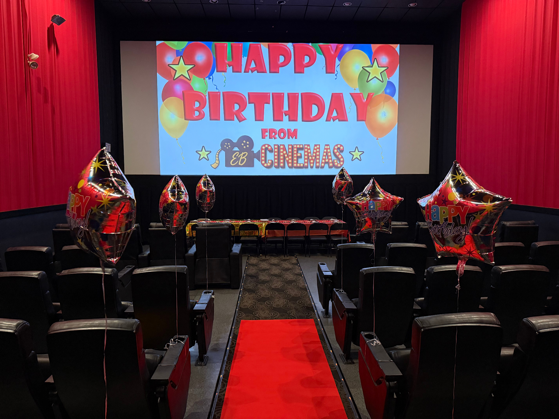 Your reserved party area, decorated and ready.